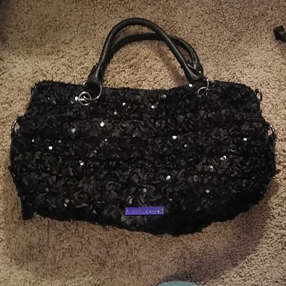 BCBGeneration BCBG black ruffle sequin bag